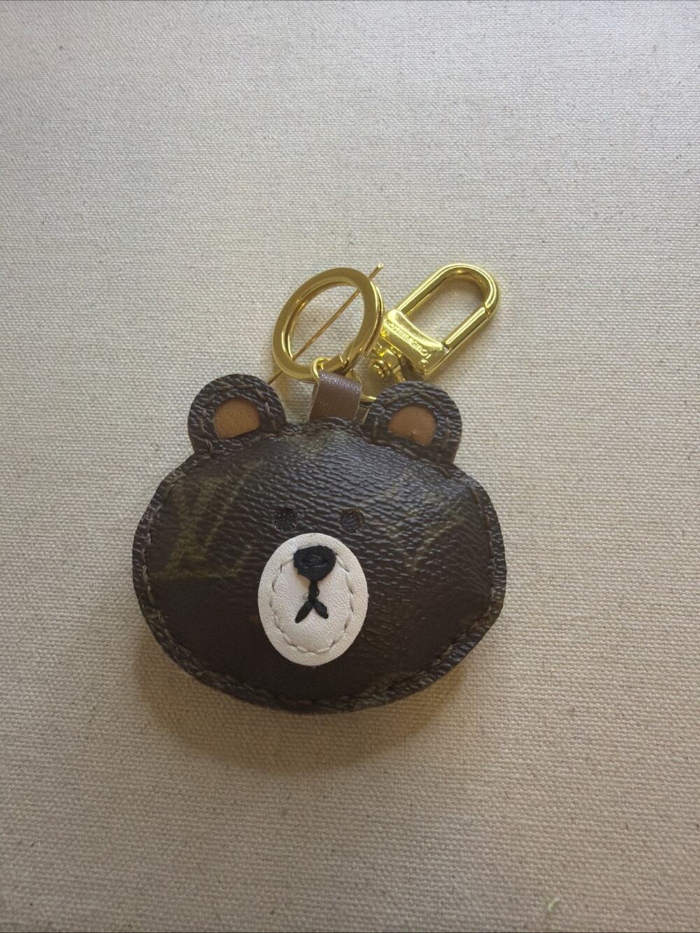 Upcycled Luxury Male Teddy Bear Key Ring